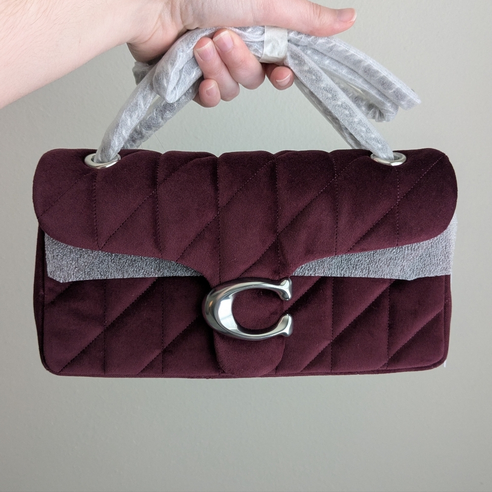 Coach Velvet Quilted Tabby 26 In Merlot